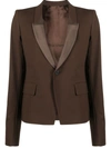 Rick Owens Shawl-lapels Single-breasted Blazer In Brown