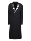 Sapio Gabardine Smoking Double Breasted Coat In Black