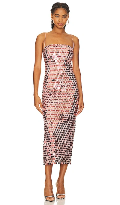 The New Arrivals By Ilkyaz Ozel Phoenix Midi Dress In Rose