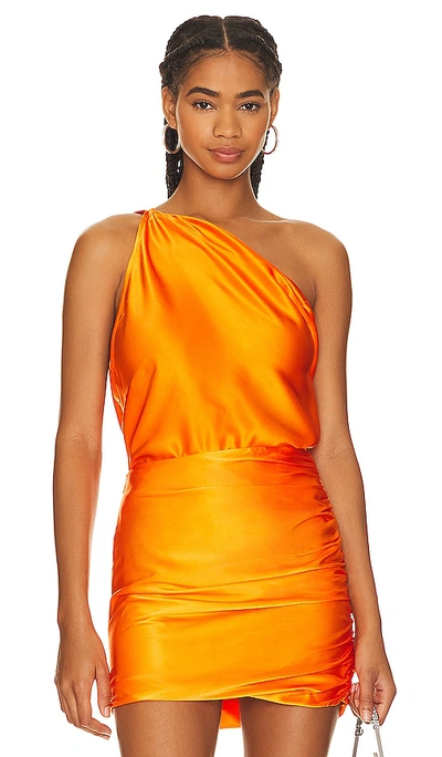 The Sei One Shoulder Cowl Top In Tangerine