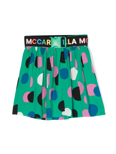 Stella Mccartney Kids' Green Casual Skirt For Girl With Maxi Pois