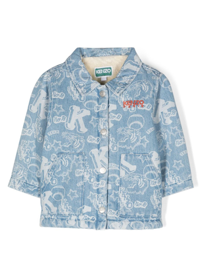 Kenzo Babies' Graphic-print Denim Jacket In Blue