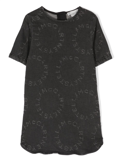 Stella Mccartney Kids' Logo-print T-shirt Dress In Black