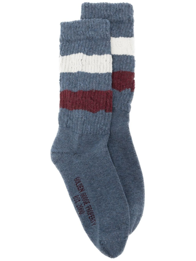 Golden Goose Striped Ankle Socks In Blue