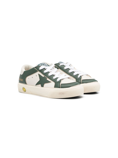 Golden Goose Kids' May Leather Sneakers In Green