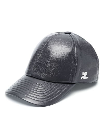 Courrèges Vinyl Baseball Cap In Grey