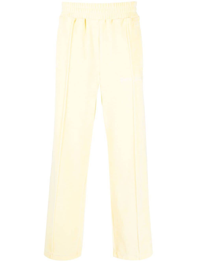 Palm Angels Stripe-detail Chenille Track Pants In Yellow