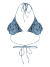 MAGDA BUTRYM FLORAL-APPLIQUÉ DENIM BIKINI TOP