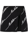 Rotate Birger Christensen Knit Sequin Logo Mini Skirt In Black