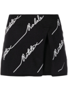 Rotate Birger Christensen Rotate Women Cotton Blend Shorts With Contrasting Logo In Black