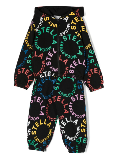 Stella Mccartney Kids' Logo-print Cotton Track Suit In Black