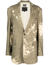 R13 Oversized Ragged Blazer In Green