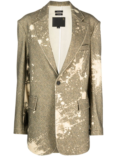 R13 Paint-splatter Tweed Blazer In Brown