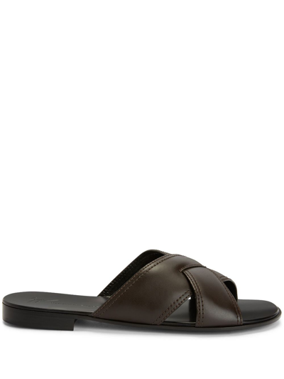 Giuseppe Zanotti Flavio Crossed-leather Sandals In Brown