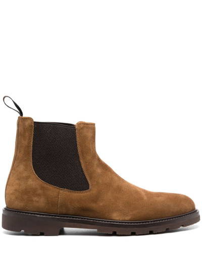 Henderson Baracco Round-toe Suede Boots In Brown