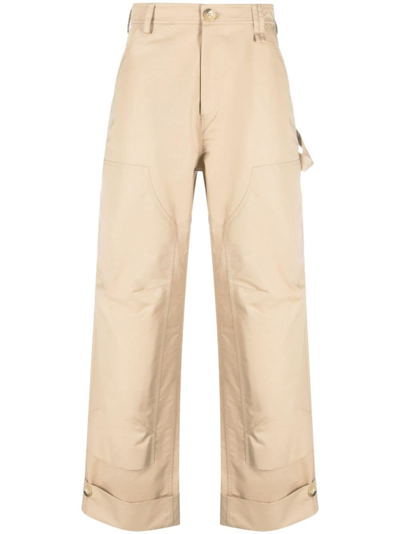 Simone Rocha Straight-leg Panelled Cotton-blend Trousers In Neutrals