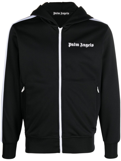 Palm Angels Logo-print Hooded Jacket In 1001 Black / White