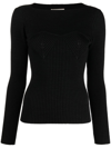 ISABEL MARANT ZILYAE SLASH-NECK RIBBED TOP