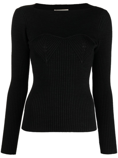 Isabel Marant Black Ribbed Merino Wool Sweater For Women