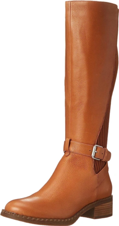 Pre-owned Kenneth Cole Gentle Souls By  Women's Best Chelsea Tall Moto Knee High Boot In Cognac