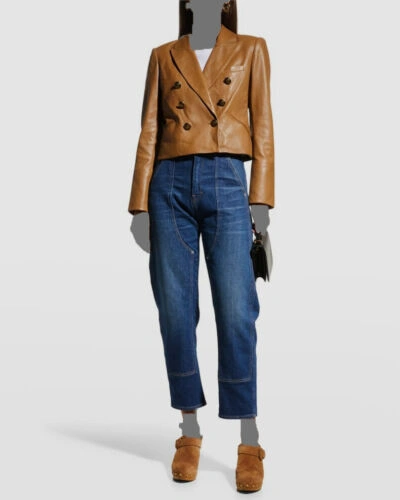 Pre-owned Veronica Beard $1299  Women's Brown Lambskin Leather Lined Nevis Jacket Size 4
