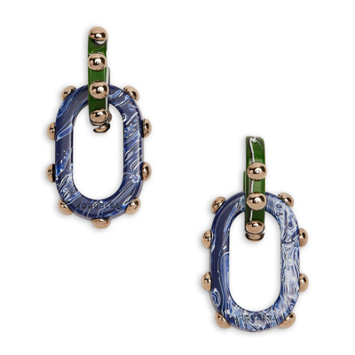 La Doublej Nefertiti Double Earrings In Dark Green