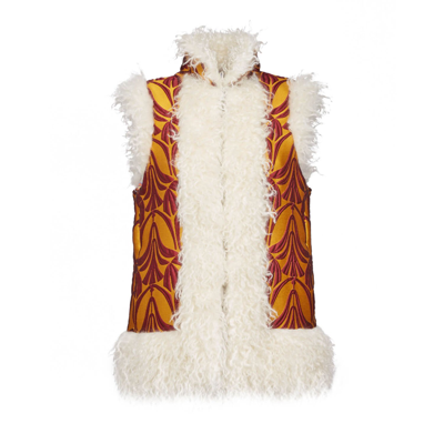 La Doublej Sleeveless Folk Jacket In Papyrus_gold