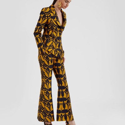 La Doublej 24/7 Papyrus-print Cady Blazer In Papyrus_gold