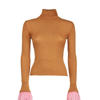 La Doublej High Kick Top With Feathers In Cammello In Camel