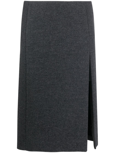 We11 Done Grey Side Slit Pencil Skirt