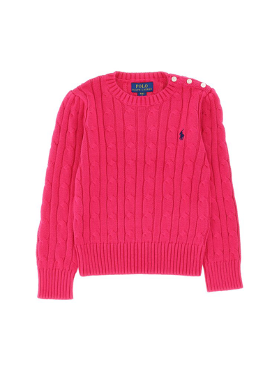 Ralph Lauren Kids' Aran 粗绞花针织毛衣 In Red