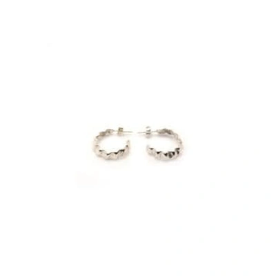 Hannah Bourn Silver Small Cockle Hoops In Metallic