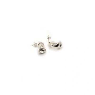 Hannah Bourn Silver Small Smooth Fragmented Shell Studs In Metallic