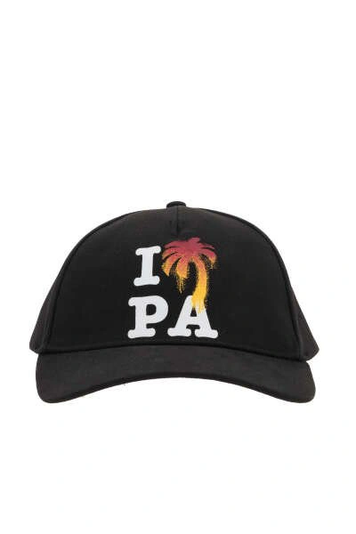 Palm Angels I Love Pa Print Baseball Cap In Black