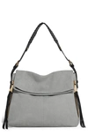 Aimee Kestenberg Bali Double Entry Bag In Cool Grey Black Nubuck