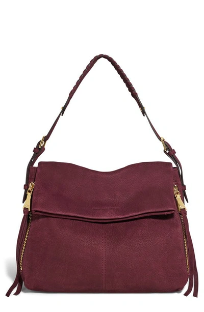 Aimee Kestenberg Bali Double Entry Bag In True Plum Nubuck