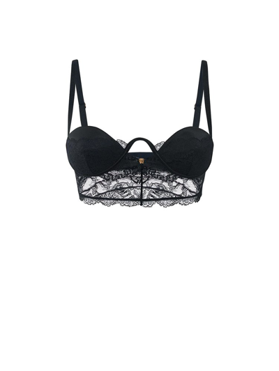 Versace Lace Cupped Bra In Black