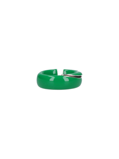 Bottega Veneta Green Fold Ring In Verde