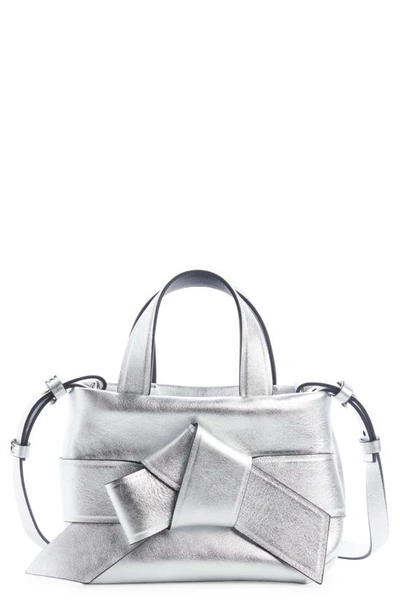 Acne Studios Micro Musubi Leather Tote In Silver