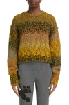 Acne Studios Rusilla Pixel Gradient Wool & Alpaca Blend Sweater In Yellow/grey