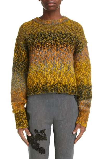 Acne Studios Rusilla Pixel Gradient Wool & Alpaca Blend Jumper In Grey/yellow