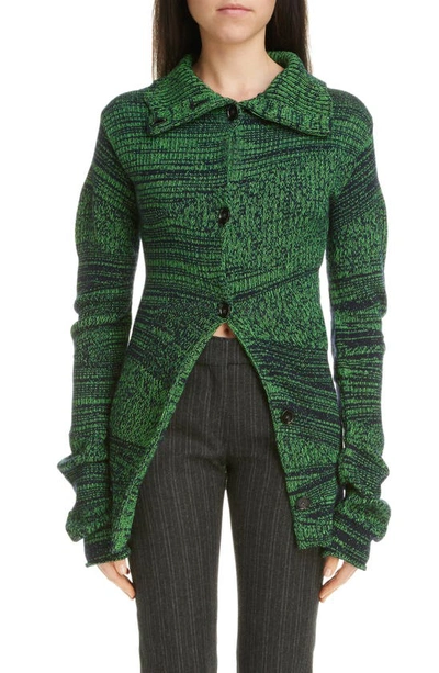 Acne Studios Patterned-intarsia Wool-blend Cardigan In Green