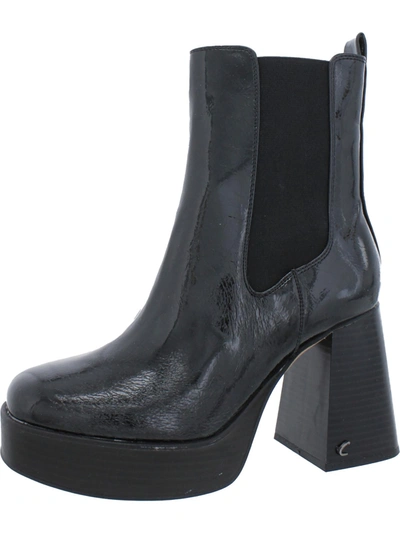 Circus By Sam Edelman Stace Womens Patent Block Hee Ankle Boots In Black