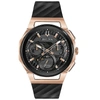 Bulova Men's Chronograph Curv Black Rubber Strap Watch 44mm In Gold