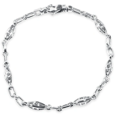 Pompeii3 Men's Link 14k Gold (15gram) Or Platinum (25gram) 4-5mm Bracelet 8" In Silver