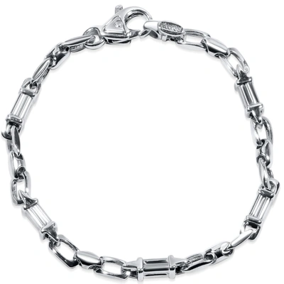 Pompeii3 Men's Figaro Link 14k Gold (16gram) Or Platinum (27gram) 5.5mm Bracelet 8.5" In Silver