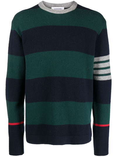 Thom Browne 4-bar Knitted Jumper In Green
