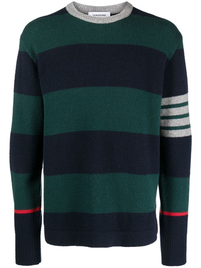 Thom Browne 4 Bar Rugby Jacquard Stripe Pullover In Green