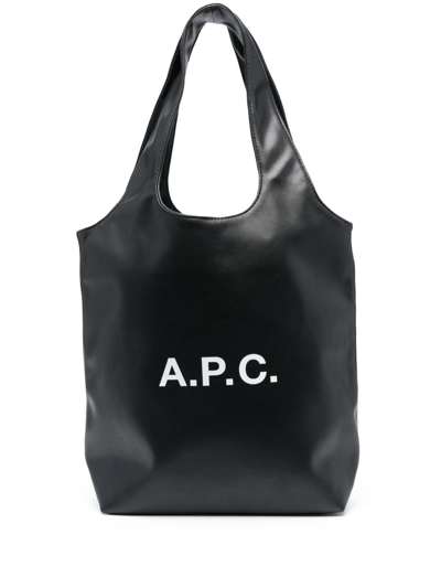 Apc Ninon Logo-print Tote Bag In Black
