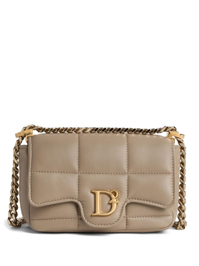 Dsquared2 Logo-plaque Quilted Leather Bag In Beige